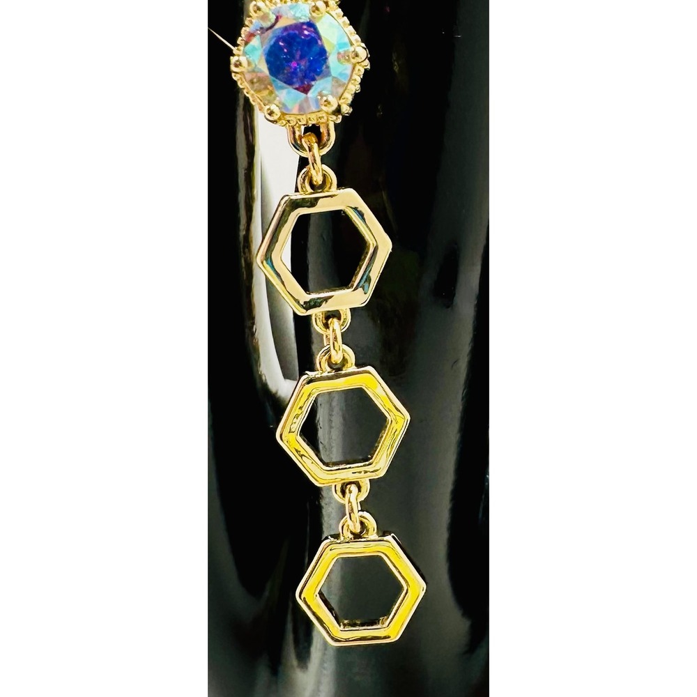 Rare Limited Edition Park Lane Gold Tone Aurora Borealis Toggle Tennis Bracelet - Picture 5 of 12